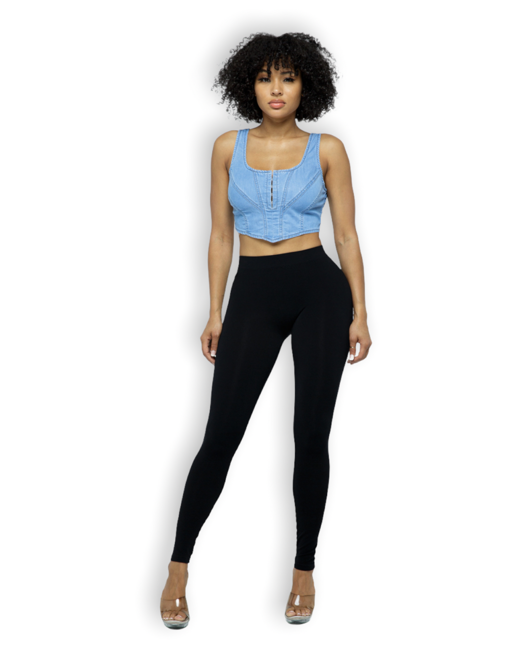 The Muse Stretch Cotton Corset Top in Denim – katwalk